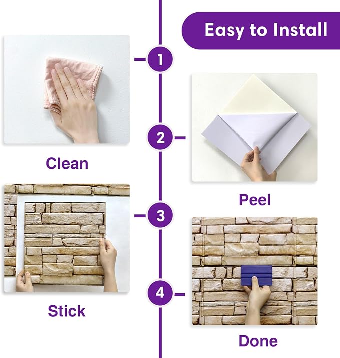 3D Faux Stone Wall Panels Peel and Stick, Designed for Quick DIY | Light Brown, 10 Pcs 11.8" x 11.8", Stone-Look, Ultra-Light PVC Fake Stone Covering Tiles for Wall Renovation, Cover 9.7 sq ft - Image 5