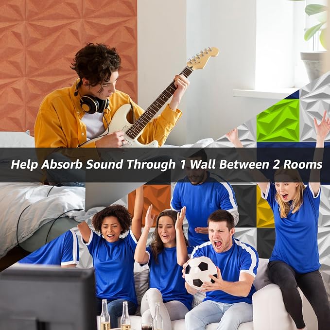Art3dwallpanels Acoustic Panels, Orange Red, 20 Pack, 12" X 12" | Soundproof Wall Panels, Sound Dampening Panels, 3D Wall Panels, Sound Absorbing Panels, Without Tape - Image 5