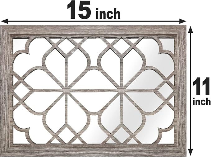 Wocred Set of 2 Rectangular Wall Mirror,Gorgeous Rustic Farmhouse Accent Mirror,Barn Wood Color Entry Mirror for Bathroom Renovation,Bedrooms,Living Rooms and More(11”x15”) - Image 7