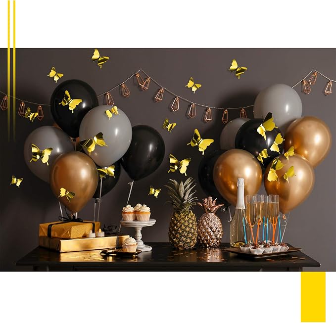 BBTO 48 Pcs 3D Butterfly Mirror Wall Decor,Gold | Butterfly Stickers,3 Sizes,for Birthday Party Cake,Room Nursery Bathroom Wall Decor,Removable Peel Stick,Reflective - Image 5
