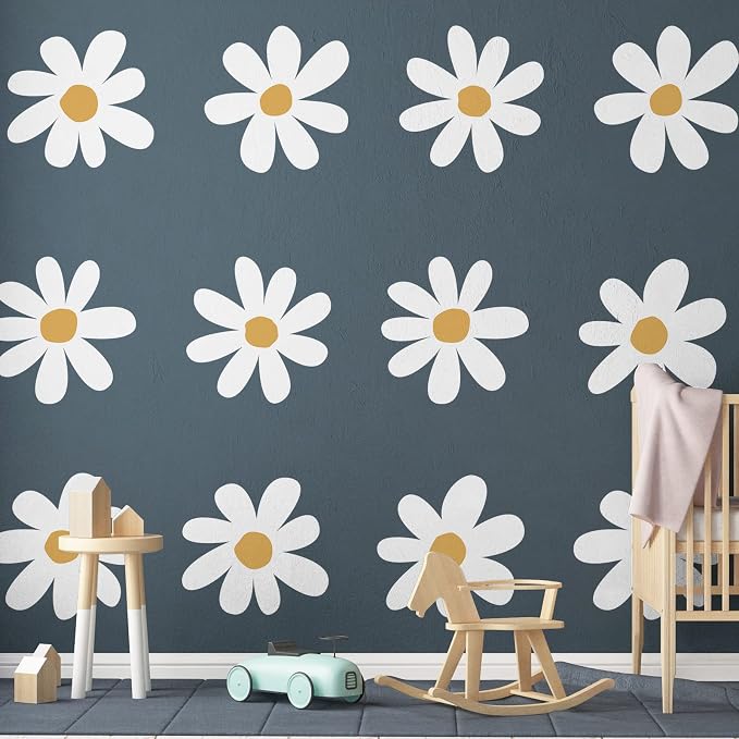 TaoBary 12 Sheet Large Daisy Wall Sticker Decal White Flower Wall Decals | Big Flower Wall Sticker, Floral Decal, Daisy Bedroom Room Decor, Removable Peel and Stick, Nursery Home Wall Decor - Image 3
