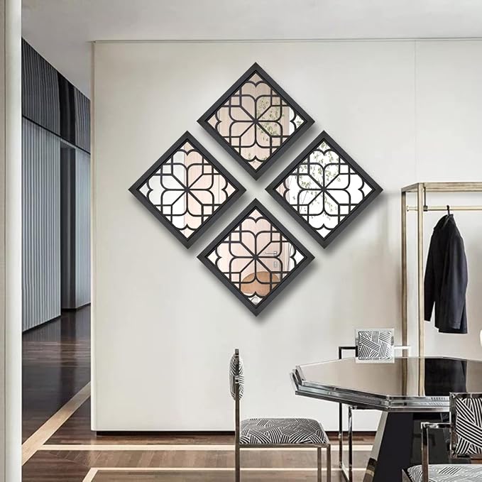 Wocred 2 PCS Square Wall Mirror,Gorgeous Rustic Farmhouse Accent Mirror,Black Entry Mirror for Bathroom Renovation,Bedrooms,Living Rooms and More(12”x12”) - Image 5