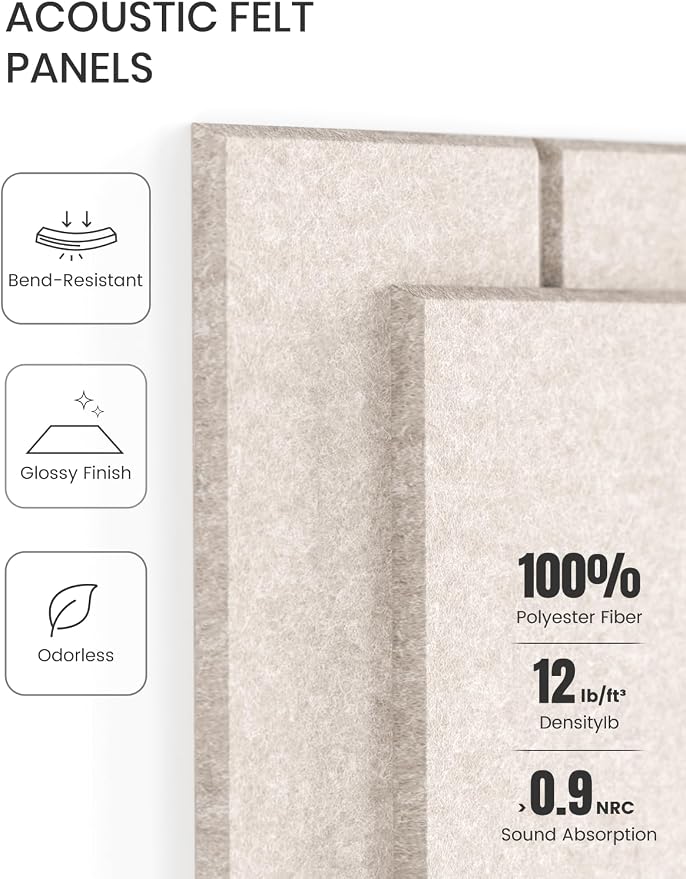 Fluxynara Felt Bulletin Board & Cork Board Alternative, Oatmeal | 48" x 36" Pin board, Removable Adhesive Tabs, Easy Install Without Wall Damage, For Home Office Decor - Image 4