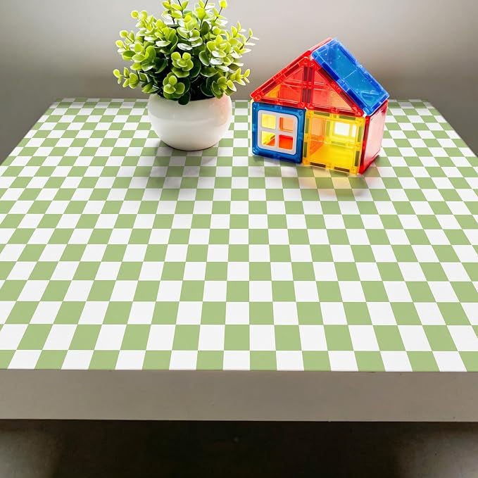 Green and White Contact Paper Mosaic Checkered Peel and Stick Wallpaper 17.3"x120" Self Adhesive Waterproof Vinyl Roll for Bathroom Kitchen Backsplash Cabinets Shelf Liners Drawers - Image 9