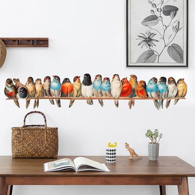 Watercolor Bird On Wire Wall Decals, Removable Creative Bird Wall Stickers, Lifelike Lovely Birds Decor, DIY Vinyl Art Murals for Boys Girls Kids Bedroom Living Room Nursery Decoration (Large) by X-xdaonl