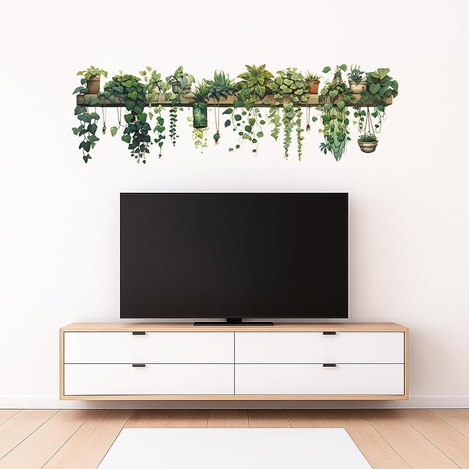 Green Plant Wall Stickers Vinyl Wall Decals Removable Wall Clings Peel and Stick Wall Mural for Bedroom Living Room Office (Large) - Image 3