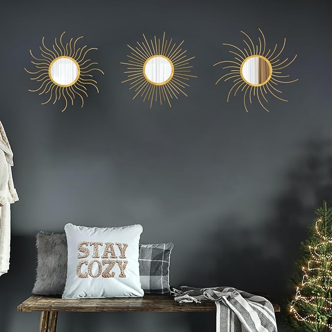 Mirror Decor Sunburst Mirrors Metal Sun Mirror Wall Decor Wall Mirror Home Decorative Wall Art for Living Room Bedroom Entryway - Image 2