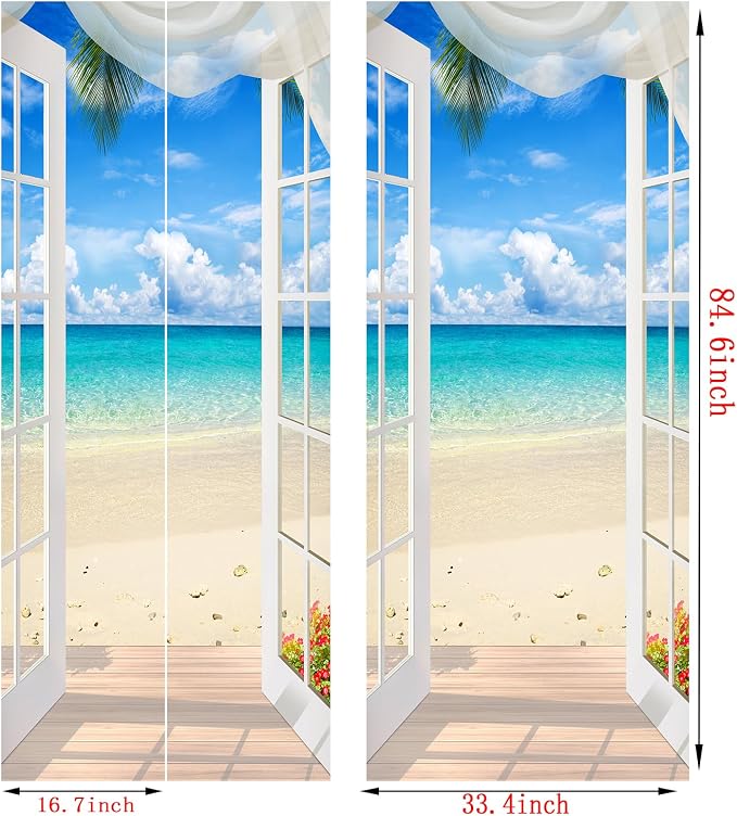 artfanke 3D Door Sticker Peel and Stick 33.5"x84.6"- Self-Adhesive Door Murals Poster Wallpaper - Seascape Wall Decals for Home Decor (2 Sheets/Set) - Image 6
