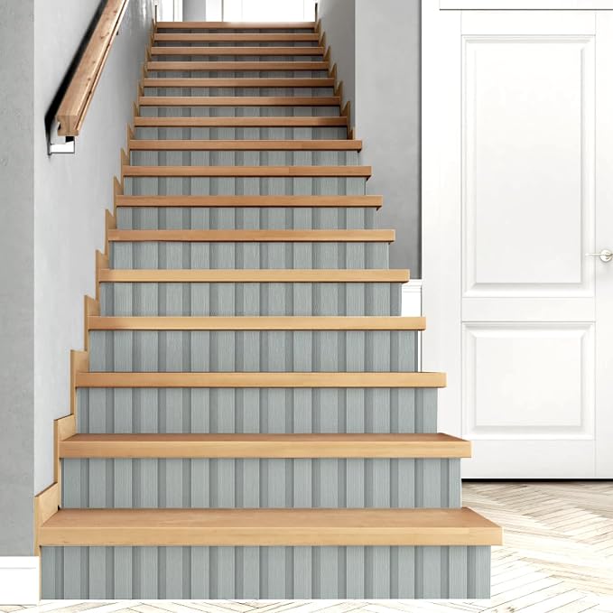 Yun-aeon Wood Slat Peel and Stick Wallpaper 17.3"x 300" Light Grey Wood Grating Stripe Contact Paper Removable Faux Wood Panels Wallpaper Self Adhesive Waterproof Vinyl Wall Paper for Bedroom Kitchen - Image 5