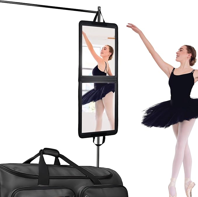 LPHUMEX Foldable Portable Full Length Mirror for Camping, Travel, Dancers, 32x13 Inch, Black, Hanging Folding Mirror for Dance, Full Body Travel Mirror by LPHUMEX