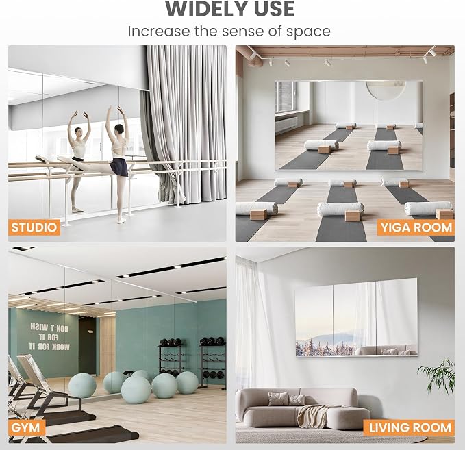 pertetey 95 x 40 in Home Gym Mirrors, Frameless, 2-Pack - Image 5