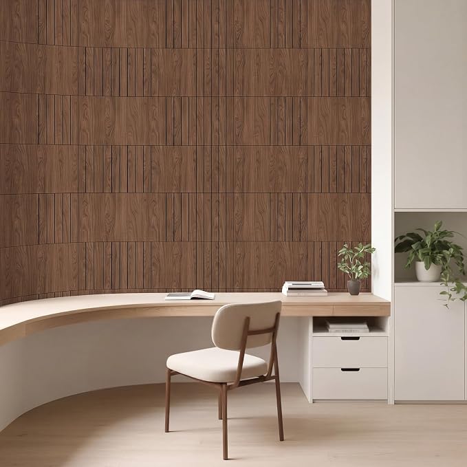 21 Pcs Peel and Stick Wood Slat Wall Panels for Interior Decor 3 Style Self Adhesive Walnut Wood Fluted Decorative Acoustic Wall Panels for Paneling Decor 3D Fluted (Classic) - Image 9