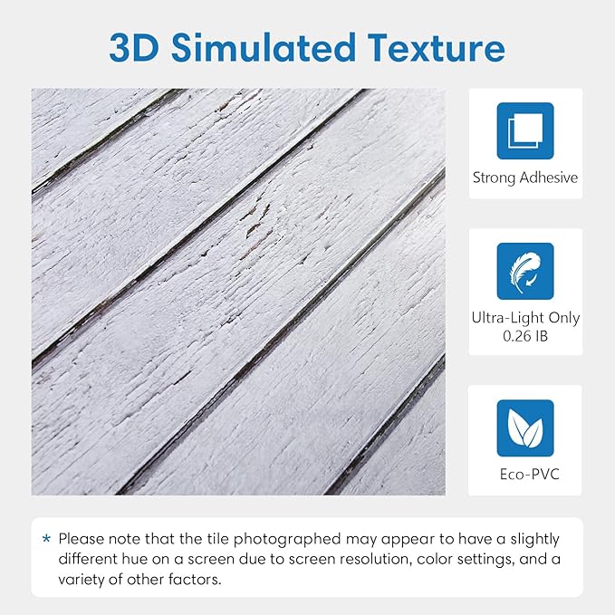 COMSTICKC 3D Faux Wood Wall Sticker Peel and Stick Shiplap for Wall Decor | 12 Pcs 22.8" x 11.8", Not Real Wood, Ultra-Light Thin PVC 3D Fake Wood Decorative Tile Wall Panels Covering,Cover 22.48 sq ft - Image 3