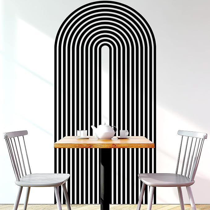 Black Geometric Arch Line Wall Decals, Minimalist Boho Wall Stickers | Boho mid-century black line arch peel and stick wall decor, removable vinyl wall art mural decoration for living room bedroom - Image 7