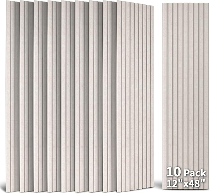 Art3dwallpanels Acoustic Panels, 48" X 12" X 0.35", Camel, 10 Pack | Soundproof Wall Panels, Self Adhesive, High Density Sound Absorbing, Noise Echo Reduction, for Recording Studio, Office by Art3dwallpanels