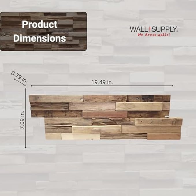 Wall!Supply 3D Wall Panels – Reclaimed Rustic Asian Teak Wood – Home Decor Wallpaper Alternative for Living Room, Bedroom & Office – Easy DIY Installation – 10 Pack, Covers 9.6 Sq Ft | Real Reclaimed Asian Teak, Wallpaper Alternative, Easy DIY Installa... - Image 6