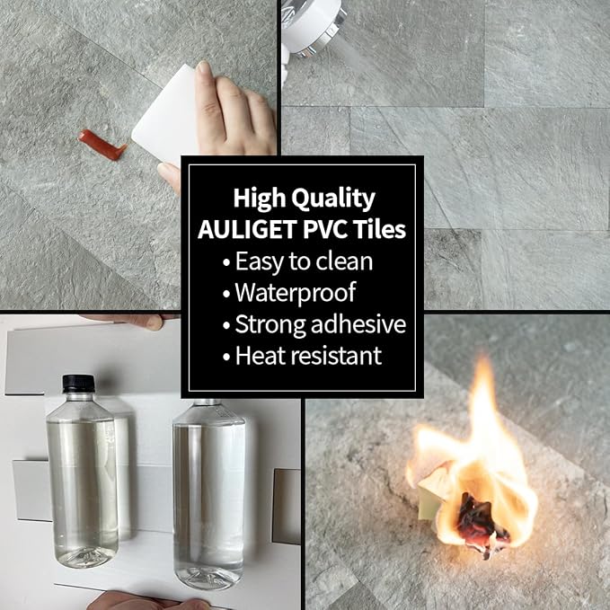 AULIGET 20-Piece Mountain Rock Peel and Stick Backsplash Wall Tiles, 6" x 12" PVC Faux Stone Stick on Tiles for Backsplash Kitchen, Bathroom, Laundry Room, Camper, Fireplace - Image 4