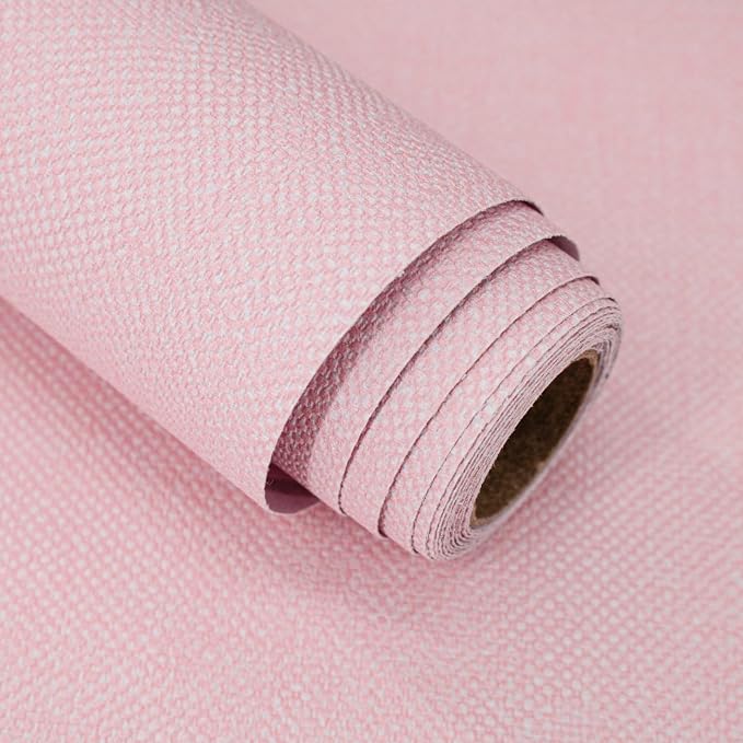 Pink Peel and Stick Wallpaper Grasscloth Paper 15.7in x 196.8in | Textured Wallpaper Peel and Stick Vintage Faux Linen Contact Paper Self Adhesive Removable Grasscloth for Bedroom Vinyl by lenify
