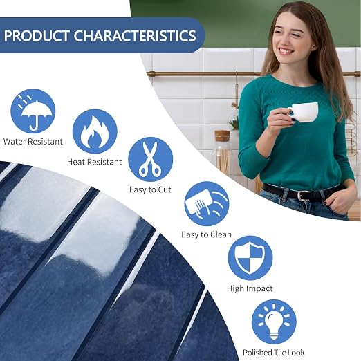 10 Sheets Upgraded Thicker Design Subway Tile Peel and Stick Backsplash | 12”×12”Self Adhesive Wall Tiles Stick on Back Splash for Kitchen,Bathroom,Camper(Blue) - Image 2