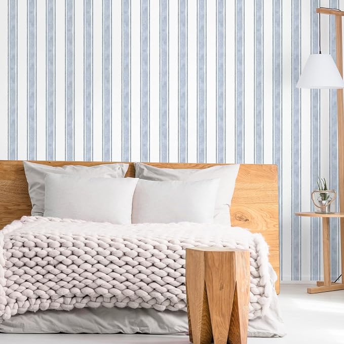 Affrolling Striped Peel and Stick Wallpaper 15.75"x118.11",Light Blue | Watercolor Self Adhesive Contact Paper, Removable for Bedroom Cabinet Furniture, Cute Decor for Nursery Craft Room DIY - Image 6
