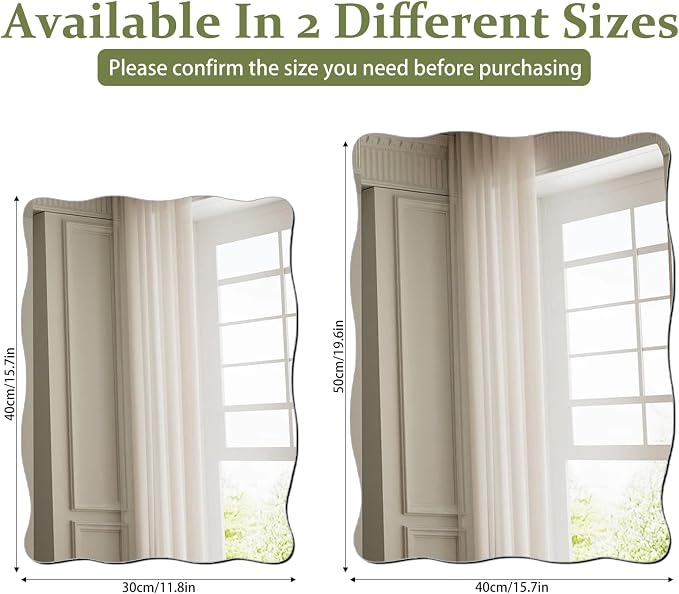 Scalloped Mirror for Wall,16x12 Acrylic Round Wavy Wall Mirror - Image 3