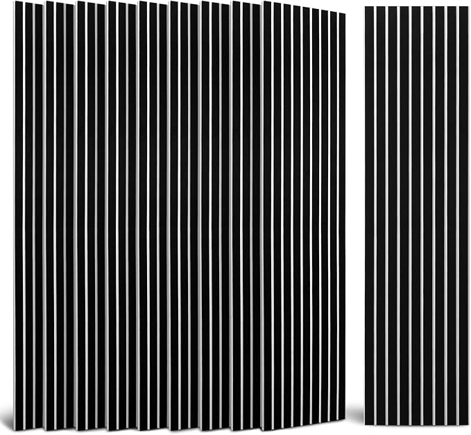 Art3dwallpanels 10 Pack Acoustic Panels, 48" X 12" X 0.43", Black and White | Soundproof Wall Panels, Self Adhesive, High Density Sound Absorbing, Acoustic Treatment for Recording Studio, Office - Image 9
