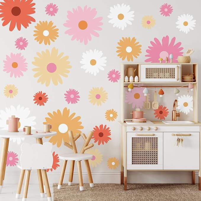 TaoBary 12 Sheet Large Daisy Wall Stickers Decal Flower Wall Sticker | Big Flower Wall Decal, Floral Sticker, Daisy Bedroom Room Decor, Peel and Stick, Nursery Home Wall Decor - Image 4