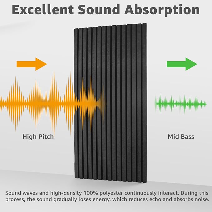 Art3dwallpanels Acoustic Panels, 48" X 24" X 0.71", Black, 5 Pack | Soundproof Wall Panels, Self Adhesive, High Density Sound Absorbing, Acoustic Treatment for Recording Studio, Office - Image 4