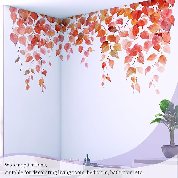 Autumn Leaves Wall Decals Peel and Stick, Large Leaves Vines Vinyl Wall Stickers, Removable Vine Home Decor Art for Bedroom Living Room Classroom Office - Image 7
