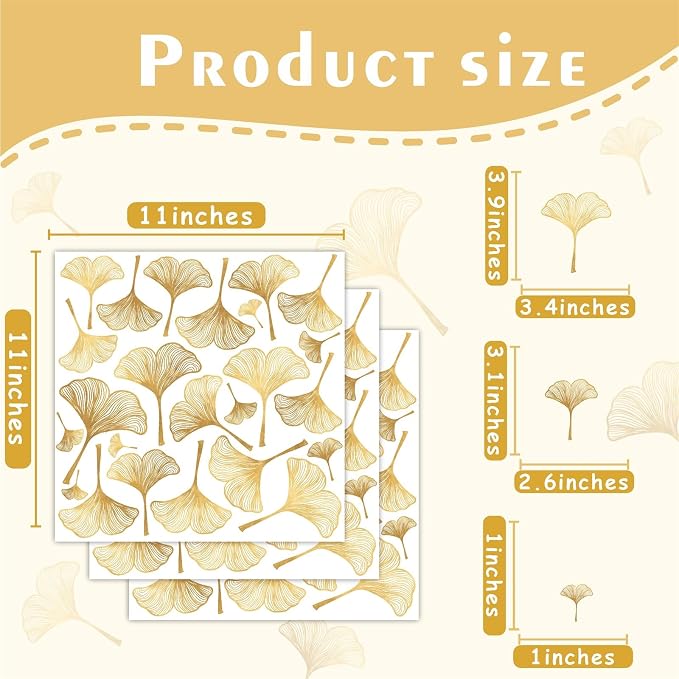Golden Leaves Wall Decals Peel and Stick Art Mural Stickers for Living Room | Golden wall stickers, removable vinyl art, nordic plant decor, for living room bedroom bathroom kitchen farmhouse home decor - Image 7