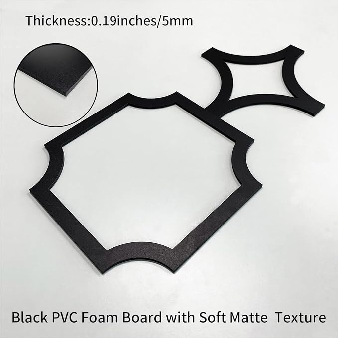 MidModArt PVC Modular Decorative Fretwork Wall Panels for Living Room Lobby Bedroom, 8PCS Star Lattice-Black Matte Black Finish - Image 2