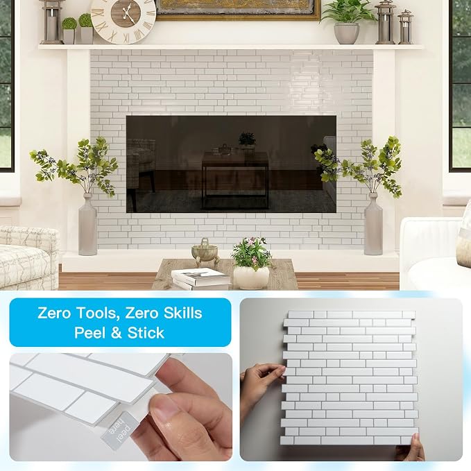 Art3d Linear Tile Peel and Stick Backsplash, 10-Pack, White with Gray Grout | 12 x 12 Inch, Enhanced Thickness, Warp Resistant, Strong Adhesion, Sturdy, for Kitchen, Bedroom, Ideal for Home Improvement - Image 8