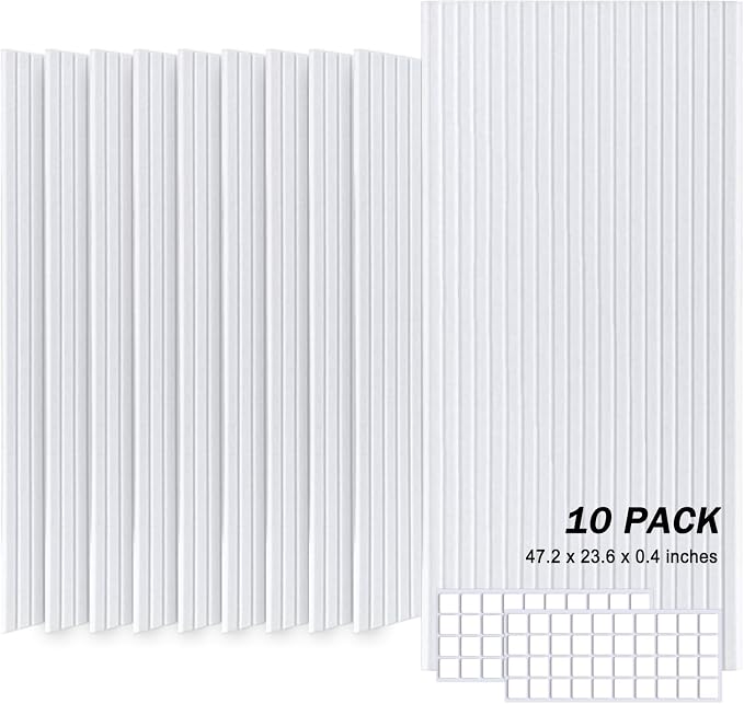 Large Acoustic Panels, 48"X24"X0.4" Sound Proof Foam Panels for Walls, Sound Dampening Panels, Soundproof Wall Panels for Home Studio&Office Decor. (White, 10) by Unknown
