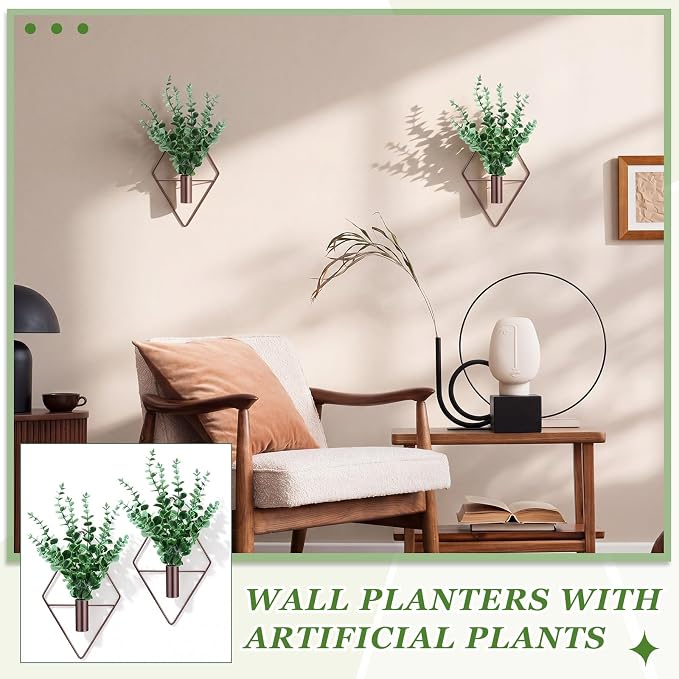 Canlierr 4 Pcs Wall Decor Hanging Planters, Eucalyptus, Bronze - Image 4