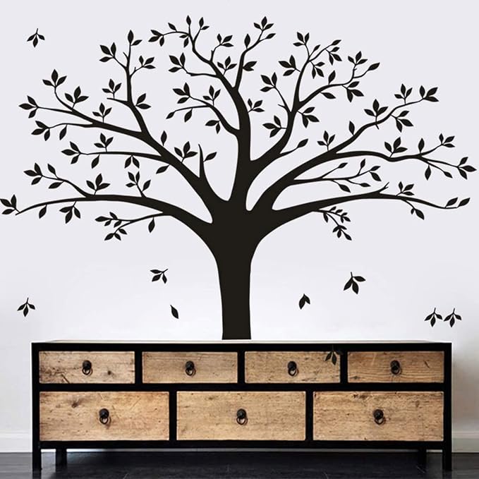 Giant Family Photo Tree Wall Decal Mural Art Vinyl Wall Stickers Living Room Baby Room Decor (Black) - Image 3
