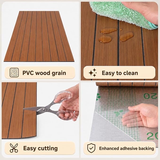 Peel and Stick Wood Slat Wall Panels, Teak, 118 x 15.7 in | 3D Fluted, PVC Paneling for Accent Wall, Ceiling, Living Room, Office, Bedroom - Image 6