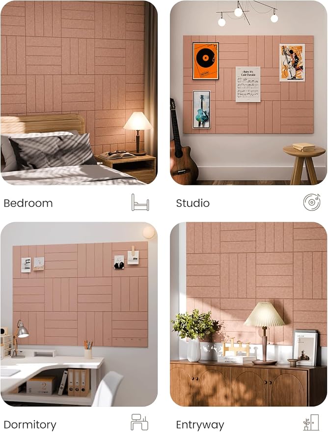Fluxynara 48" x 36" Large Felt Bulletin Board, Terracotta | 12 Pack Cork Board Alternative with 60 Safe Adhesive Tabs, Pin Boards for Wall Decor, Home, Office, Classroom,Dorm - Image 7