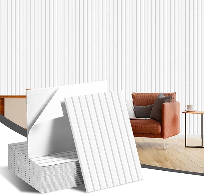 16" x 12" Acoustic Panels 12 Pack, Self-Adhesive 3D Wall Tiles White | Polyester Panels for Sound Absorption, Covers 16 Sq Ft, Odor-free, Harmless to Breathe & Touch, Reduce Noise and Echo, White by laapee
