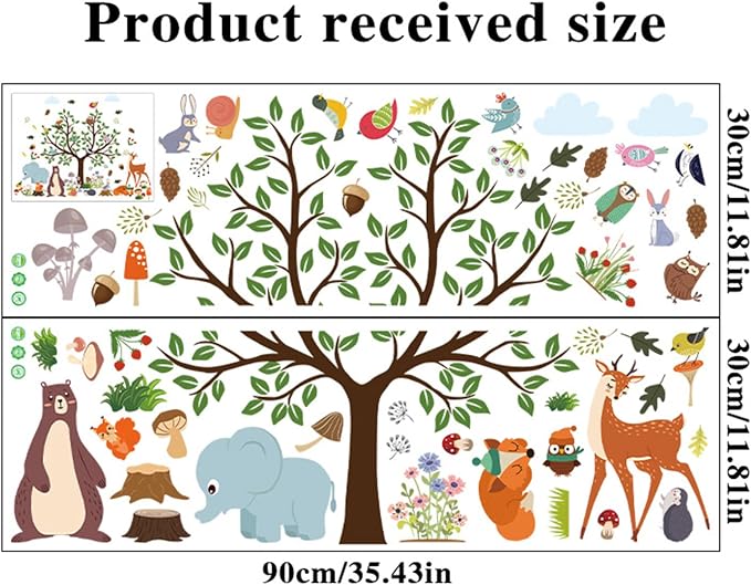 Arawat Tree Wall Decals Stickers Decor for Bedroom Living Room Zoo Animal Tree 3D Wall Stickers & Murals Decor for Bedroom Art as Decorations - Image 7