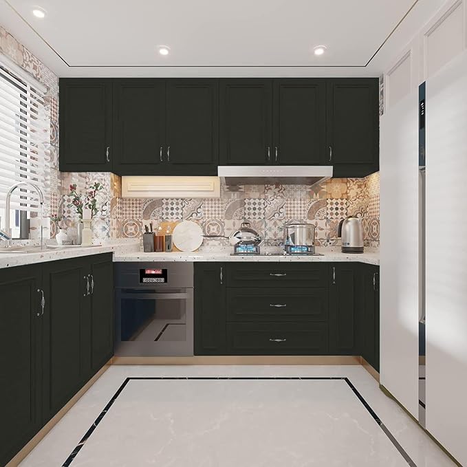 Yancorp 31.5"x394" Matte Black Contact Paper Peel and Stick Wallpaper Removable Contact Paper for Bedroom Kitchen Cabinest Self-Adhesive Drawer Stick and Peel Countertop - Image 3