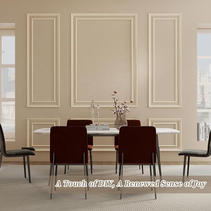 JBER Peel and Stick Wall Molding Kit, 6 Pre-Cut Bilinear Frame Panels | Ready-to-assemble pre-cut molding, 3D trim panels for interior wall décor, living room & bedroom accent wall - Image 5