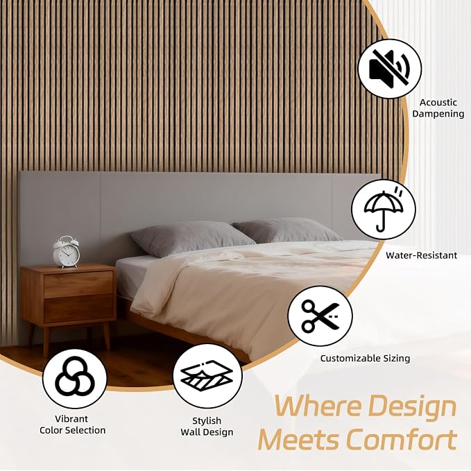 RITOLLO 4 Pack Wood Panels for Wall, 90.55"×12.6" Wood Slat Acoustic Panels for Wall, Soundproof Panels, 3D Fluted Panels for Interior Wall Decor (Natural Walnut) - Image 3