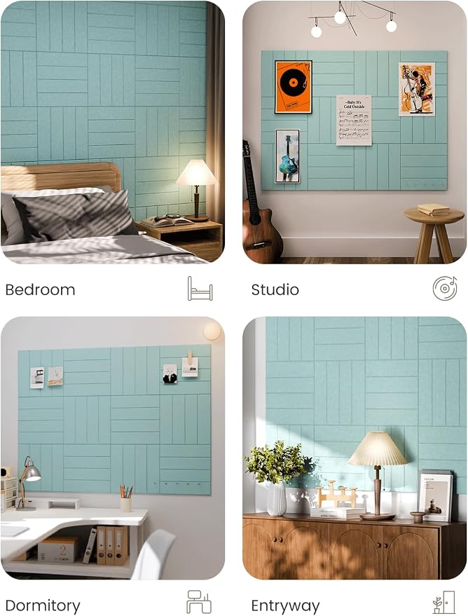 Fluxynara 48" x 36" Large Felt Bulletin Board, Aqua Blue | 12 Pack Cork Board Alternative with 60 Safe Adhesive Tabs, Felt Pin Boards for Wall Decor, Home, Office, Classroom, Dorm - Image 7