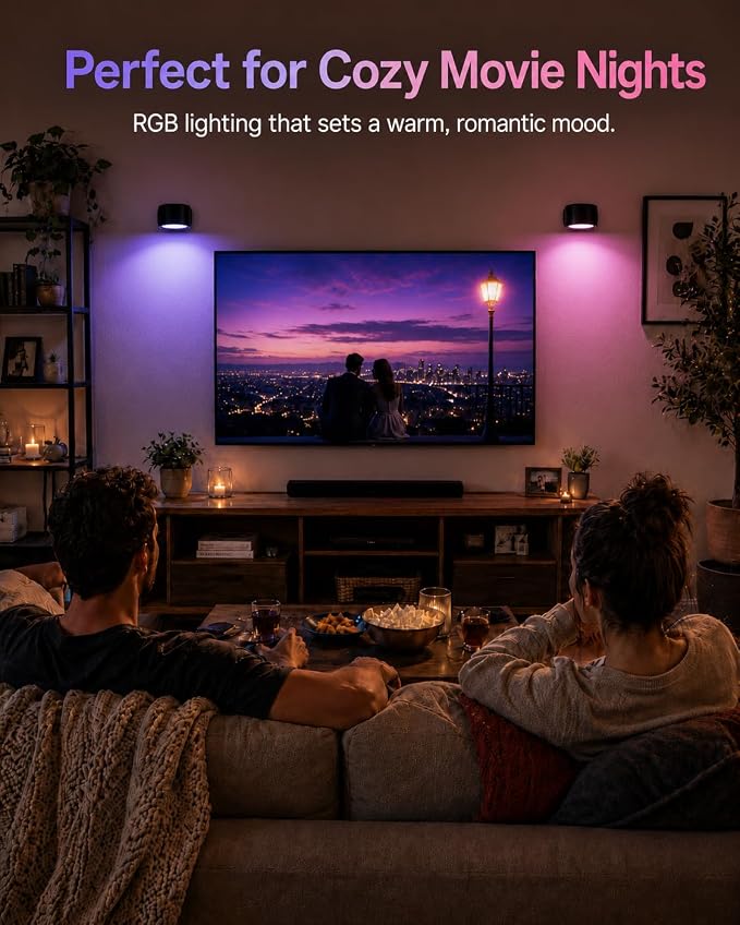 Rechargeable RGB Wall Sconces with Remote, Ambient Lighting, 3 Pack | 80 RGB Colors, 3 Color Temperatures, Remote and Touch Control, Ideal for Gaming Rooms and Bedrooms - Image 5