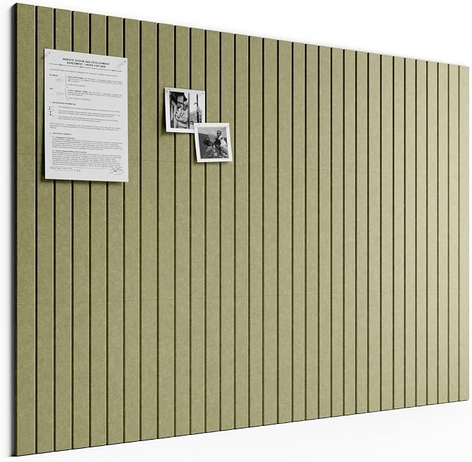 Bumusty 48"x 36" Large Felt Bulletin Board Tiles, Olive Green | 12-Pack Cork Board Alternative, Wall Decor, 30 Pushpins, 60 Adhesive Tabs, Vision Board, Office, Classroom, Home, Dorm by BUMUSTY