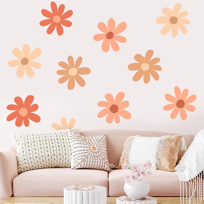 TaoBary 12 Sheet Large Daisy Wall Sticker Decal for Room Decor Flower Decal | Big Flower Wall Sticker, Floral Decal, Daisy Bedroom Room Decor, Removable Peel and Stick, Nursery Home Wall Decor - Image 4