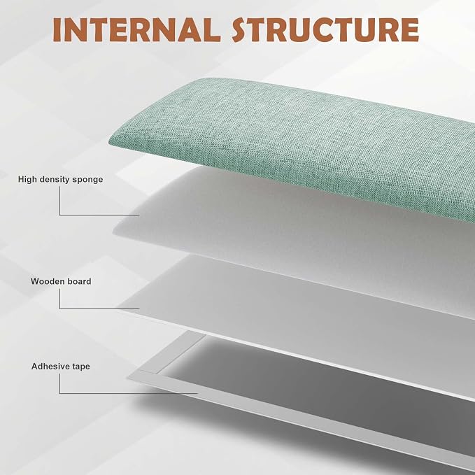 IFNOW Wall Mounted Headboard, Peel and Stick Panels, Grass Green, Queen | 3D Soundproof Acoustic Padding, Reusable and Removable, Tufted fabric Bed Headboard, for bedroom (9 Panels, 10" x 24") - Image 4