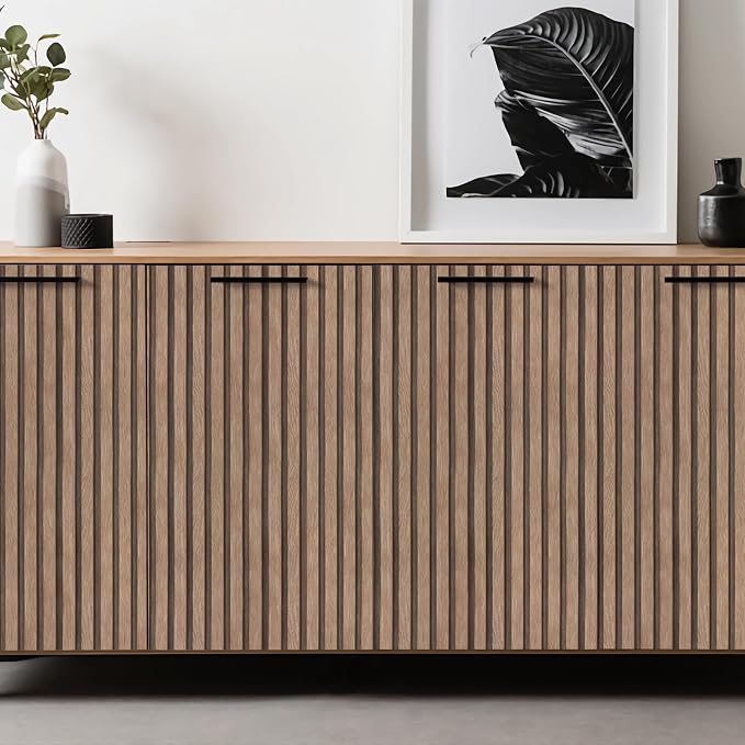 Yun-aeon Natural Wood - Light Tan Slats Peel and Stick Wallpaper for Wall | 17.3"x 160" Self-Adhesive Waterproof Vinyl Removable Wall Paper for Wall Decor Bedroom - Image 7