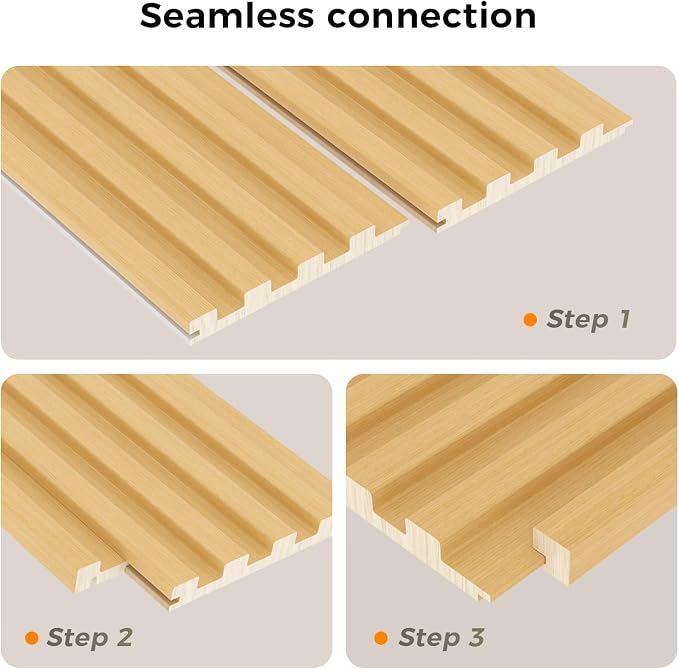Slat Wall Panel 4-Pack, 118’’x5.7’’, Oak | Real Wood Material, with 2Pcs End Trims, Wood Wall Panel for Interior Wall Decor, Bedroom, Living Room, TV Background - Image 4