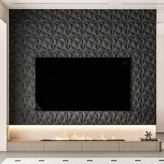 Art3dwallpanels 20 Pack 3D Wall Panels for Interior Wall Decor, 12''x12'' White Accent Diamond Panels for Gaming Room Bedroom TV Background, Black - Image 5